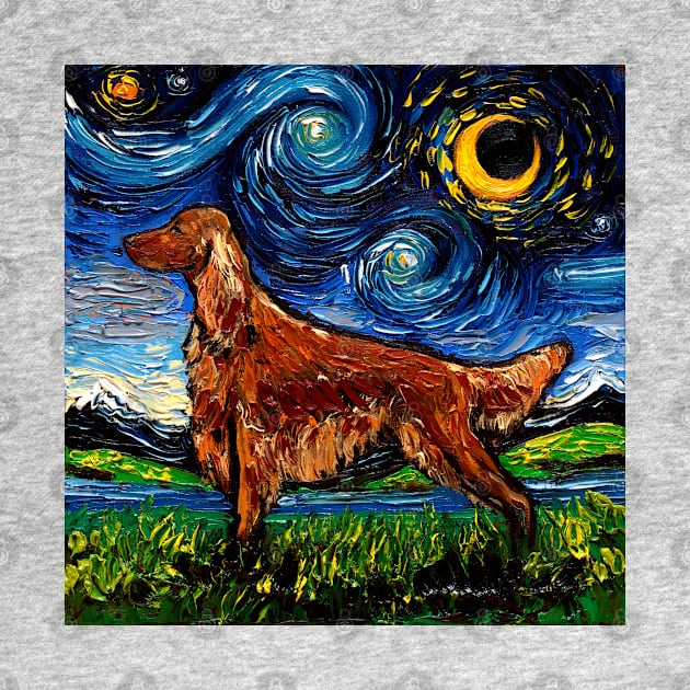 Irish Setter Starry Night by sagittariusgallery